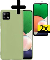 Samsung A22 Hoesje Met 2x Screenprotector 5G Versie - Samsung Galaxy A22 Case - Siliconen Samsung A22 Hoes Met 2x Screenprotector 5G Versie - Groen