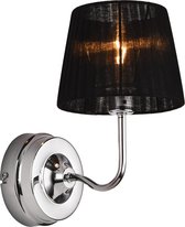 Wandlamp Brooklyn metaal en stof 21xØ11,5/Ø15 cm E14 zwart