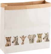 J-Line Papieren Zak Safari Dieren Papier Wit/Mix Large Set van 6 stuks