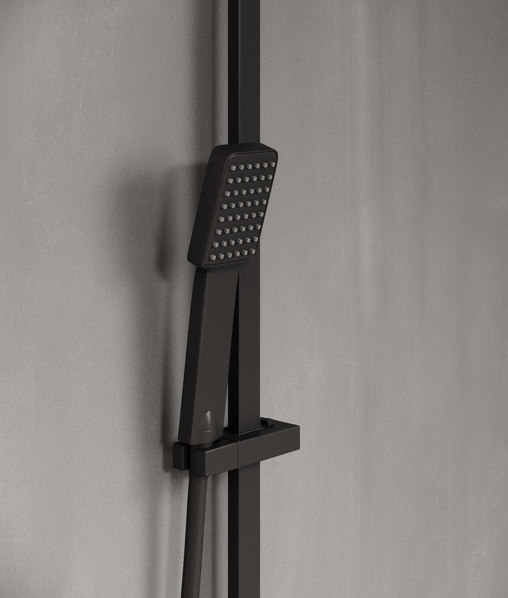 Badplaats Douchekop Set Levu Zwart Doucheset Voor Regendouche Met Handdouche