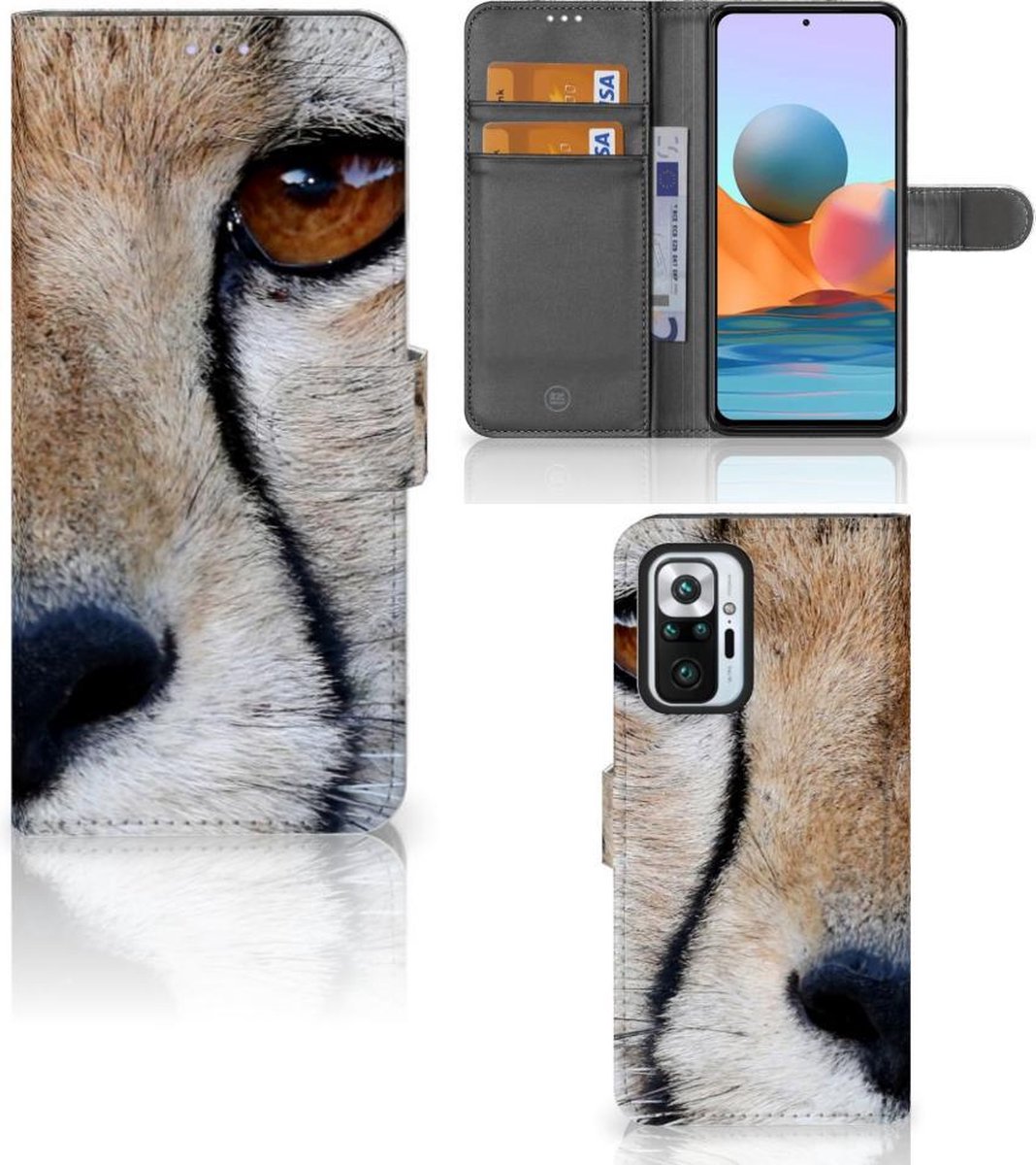 Xiaomi Redmi Note 10 Pro Telefoonhoesje met Pasjes Cheetah