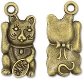 Bedel fortuin kat brons, Afmeting: 22.5mm x 11mm x 3.5mm, 80 stuks