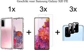 Samsung Galaxy S20 FE hoesje shock proof case transparant - 3x Samsung S20 FE Screen Protector + 3x Camera Lens Screenprotector