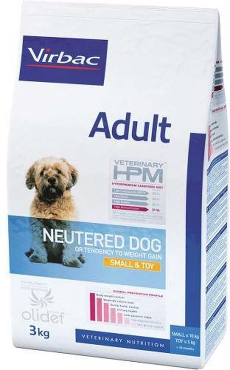 VIRBAC HPM Hundefutter Adult NEUTERED SMALL TOY 7 Kg – Für Kastrierte Kleine Rassen, Ausgewogenes Adult-Futter