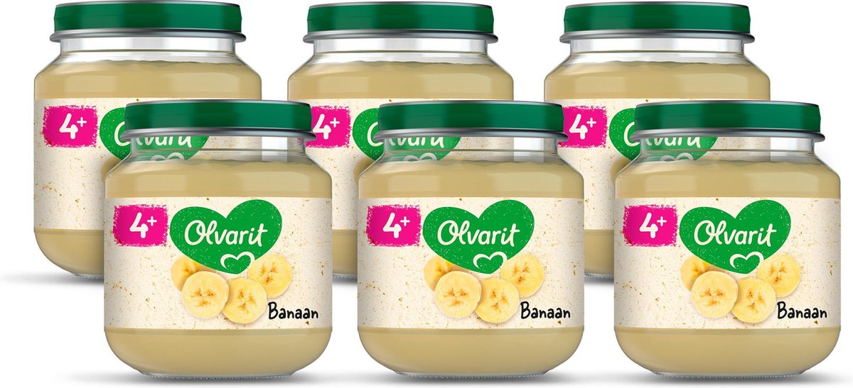 Goedkoopste Olvarit Fruithapje 4 Maanden - Banaan - 6 x 125g