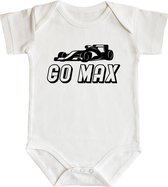Romper - Go max ! - maat: 98/104 - korte mouw - baby - formule 1 - max verstappen - red bull racing - zwangerschap aankondiging - rompertjes baby - rompertjes baby met tekst - romp
