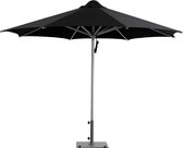 INOWA Lounge Parasol - Ø 350 cm - Zwart - Rond - Alu frame - Polyester doek - Inclusief beschermhoes - Inclusief zilveren parasolvoet 45 kg staal