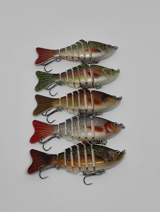 Kunstaas set - 5 Swimbaits - 15 gram - 10 cm - in handige afsluitbare opbergbox — afbeelding 3