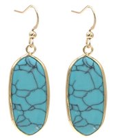 Dielay - Oorbellen met Edelsteen - Oorhangers - 5x1,5 cm - Blauwe Turkoois