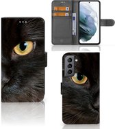 Telefoonhoesje Geschikt voor Samsung Galaxy S21 FE Beschermhoesje Zwarte Kat
