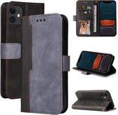 Zakelijke stiksels-kleur horizontale flip PU lederen tas met houder & kaartsleuven & fotolijst voor iPhone 11 (grijs)