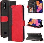 Voor Samsung Galaxy A10/M10 Zakelijke Stiksels-Kleur Horizontale Flip PU Lederen Case met Houder & Kaartsleuven & Fotolijst (Rood)