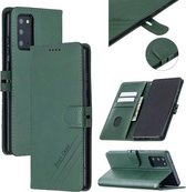 Voor Samsung Galaxy Note20 Stiksels Stijl 2-Kleur Koe Textuur Horizontale Flip PU Lederen Case met Houder & Kaartsleuf & Lanyard (Groen)