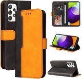 Voor Samsung Galaxy A52 5G/4G Zakelijke Stiksels-Kleur Horizontale Flip PU Lederen Case met Houder & Kaartsleuven & Fotolijst (Oranje)