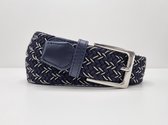 Elastische broekriem  Stretch riem  Vlecht riem Gevlochten riem  Elastiek riem - unisex - geschikt voor zowel mannen als vrouwen - Kleur Blauw wit