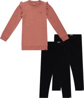 Koko Noko BIO Basics Set(3delig) Sweatjurk Nena Dusty Pink en 2 paar leggings Zwart - Maat 110/116