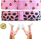 CHEEKY - BOOTY BANDS SET  - WEERSTANDSBANDEN - RESISTANCE BANDS -  FITNESS ELASTIEK - GRATIS E-BOOK EN MESH BAG - 2 STUKS -  STOF - UNIEKE PRINTJES