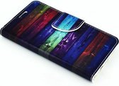 Xssive Hoesje voor Samsung Galaxy J1 2016 J120 - Book Case - Donkere Gekleurde Strepen - geschikt voor 3 pasjes