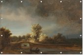 Landschap met stenen brug | Rembrandt van Rijn | ca. 1638 | Kunst | Tuindoek | Tuindecoratie | 150CM x 100CM | Tuinposter | Spandoek | Oude meester