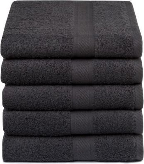 Luxe Katoen Handdoeken Antraciet | 50x100 | Set van 5 | Vochtabsorberend En Zacht