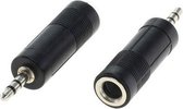 Jack (3.5mm) naar Jack (6.3mm) female kabel - 20 cm - Zwart