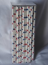 Rietjes van karton - ster rood & blauw - 150 stuks