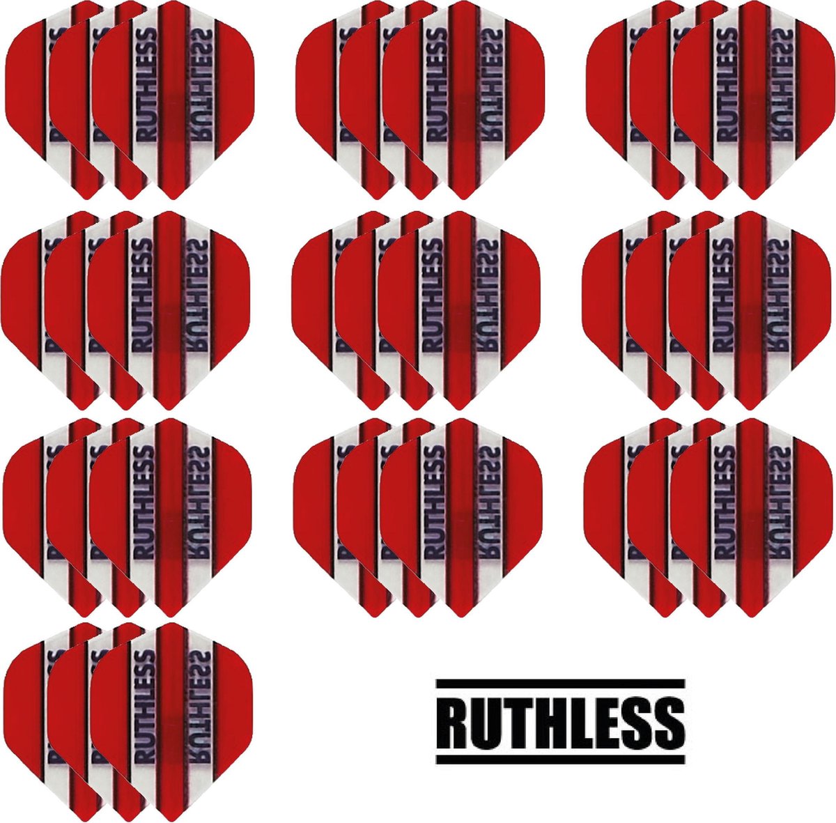 10 Sets (30 stuks) Ruthless flights Multipack - Rood - darts flights