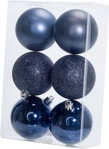 Cosy&Trendy Kerstballen Ø 8 cm - Blauw assorti - Set-6