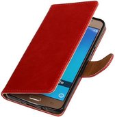 Zakelijke Book Case Telefoonhoesje Geschikt voor de Samsung Galaxy J7 (2016) J710F - Portemonnee Hoesje - Pasjeshouder Wallet Case - Rood