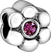 Quiges - 925 - Bedels -Sterling zilver - Beads - Bloem Kraal Charm - Geschikt – voor - Pandora - Armband Z039