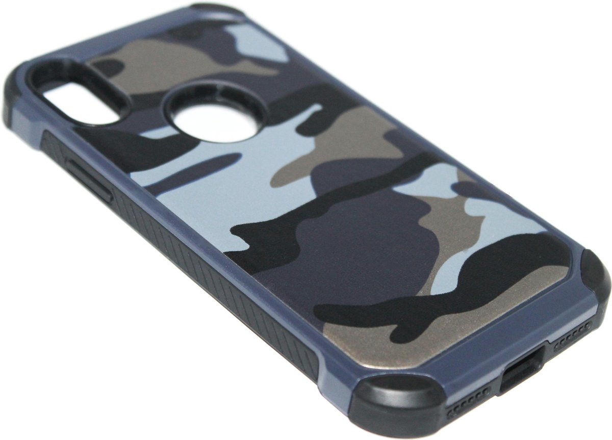 Camouflage hoesje blauw Geschikt Voor iPhone XS Max