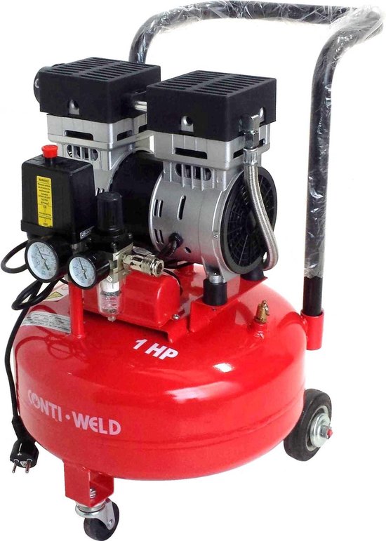 Conti-Weld geluidsarme compressor 16 liter 2 cilinder olievrij | bol.com