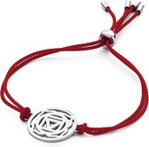 CO88 Collection 8CB 90214  Rope Armband met Staal Element - Chakra Bedel - One-size - Rood