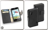 LELYCASE Bookstyle Wallet Case Flip Cover Bescherm Hoesje LG Optimus L5 ll  Zwart