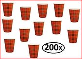 200x Koffiebeker karton 180cc schotse ruit