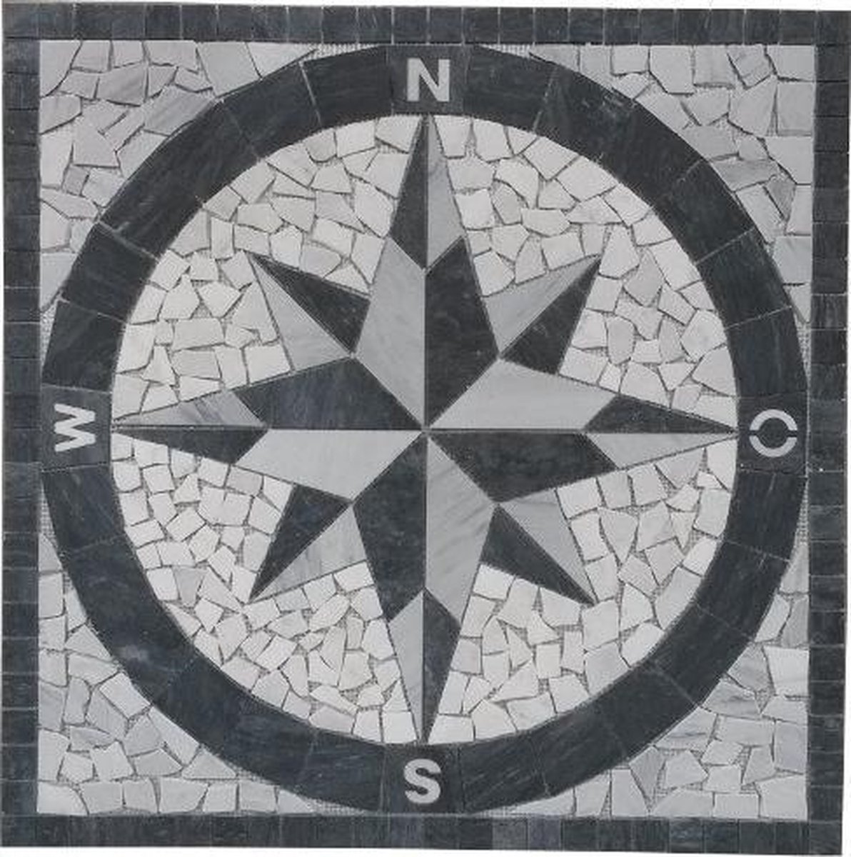 Mozaiek tegel 046 medallion windroos 90 x 90