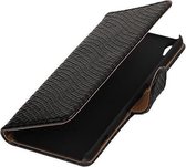 Zwart Slang booktype wallet cover - telefoonhoesje - smartphone hoesje - beschermhoes - book case - hoesje voor LG K4