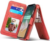 Caseme Retro Wallet splitleder hoesje voor iPhone X en iPhone XS - rood