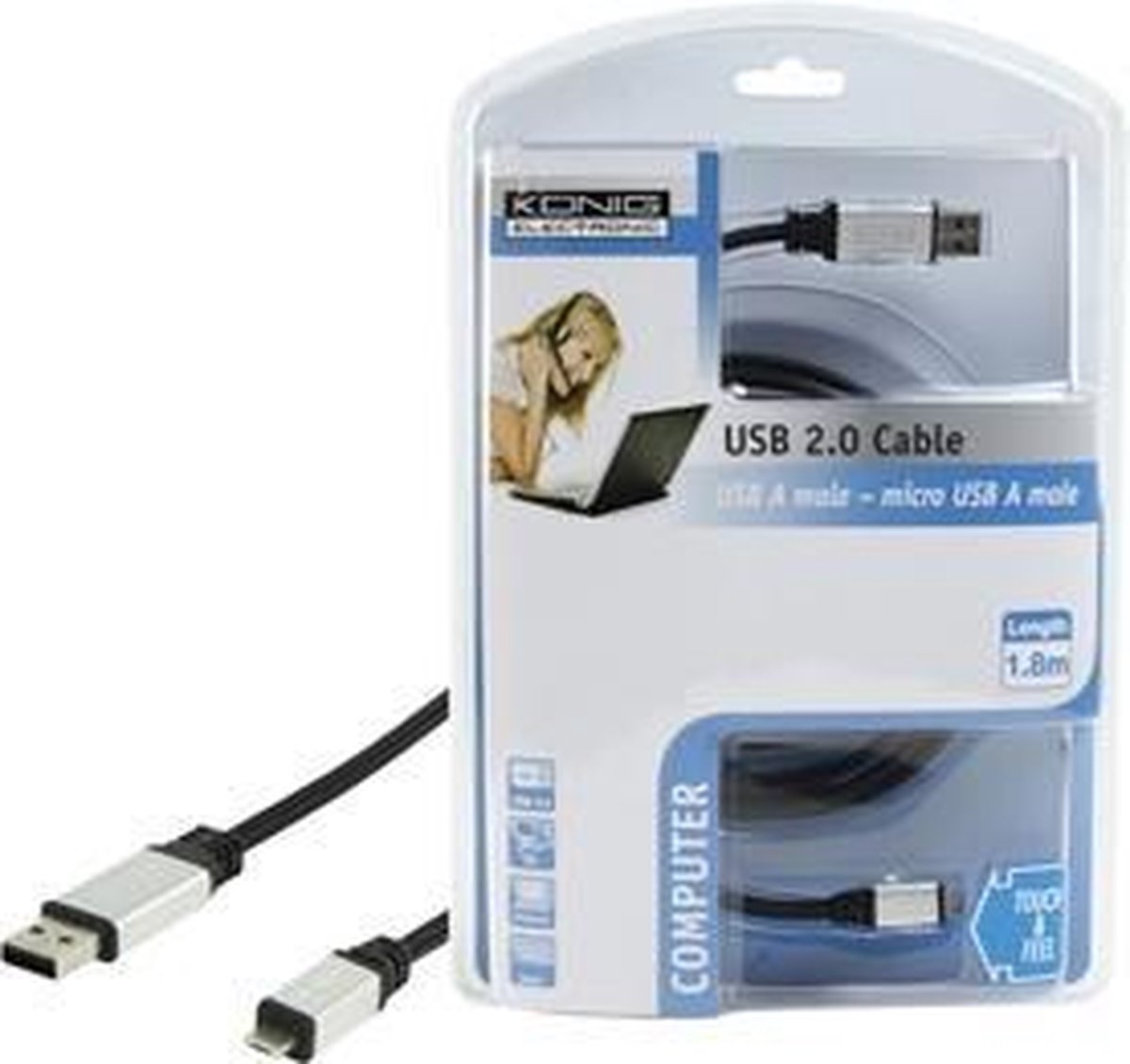König, Usb 2.0 Kalel, Usb A Male - Micro Usb A Male, 1.8m