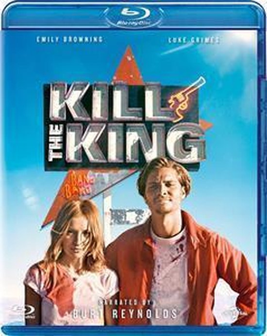 Blu-ray hoes van 'Kill The King' met Emily Browning en Luke Grimes, onder een heldere hemel bij een wegwijzer.