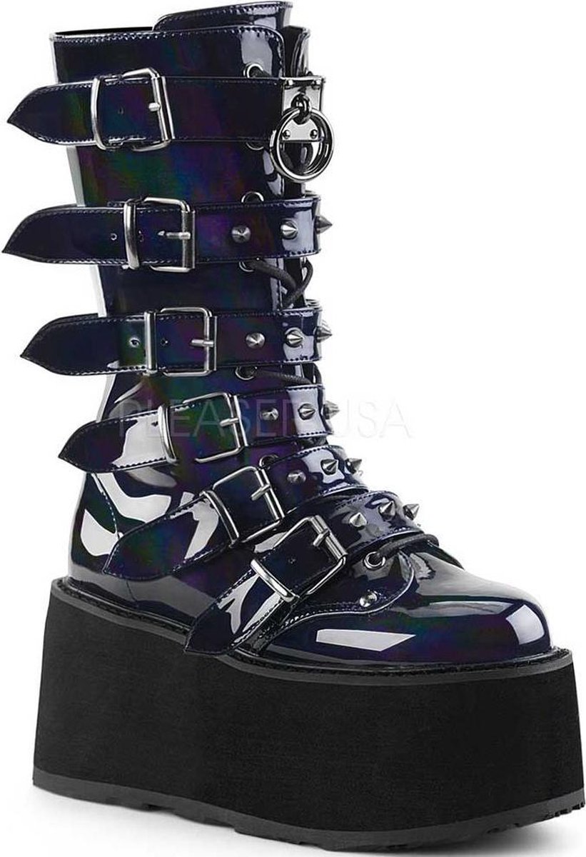 Damned-225 plateau laars met gespen en studs hologram zwart - (EU 42,5 = US 12) - Demonia