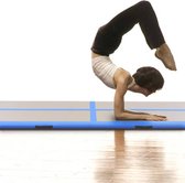 Gymnastiek fitness mat met Pomp Opblaasbaar Blauw 400x100x10 cm