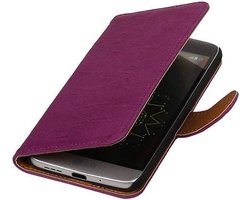 Washed Leer Bookstyle Wallet Case Hoesje - Geschikt voor Sony Xperia Z1 Paars