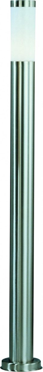 Buitenlamp vloerlamp tuinlamp zuillamp entreeverlichting tuin, IP44 roestvrij staal zilver opaal, 1x E27 fitting, DxH 12,7x110 cm