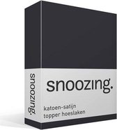 Snoozing - Katoen-satijn - Topper - Hoeslaken - Lits-jumeaux - 180x200 cm - Antraciet