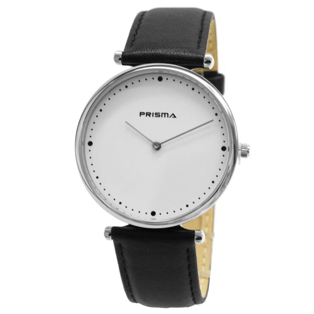 Prisma Herenhorloge P.1224 Lederen band Zilver