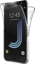 Volledige 360 Graden Bescherming (Voor en Achterkant) Edged Siliconen Gel TPU Case Screenprotector Transparant Cover Hoesje - Samsung Galaxy J3 (2017)