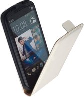 LELYCASE Flip Case Lederen Hoesje HTC Desire 601 Zara Wit