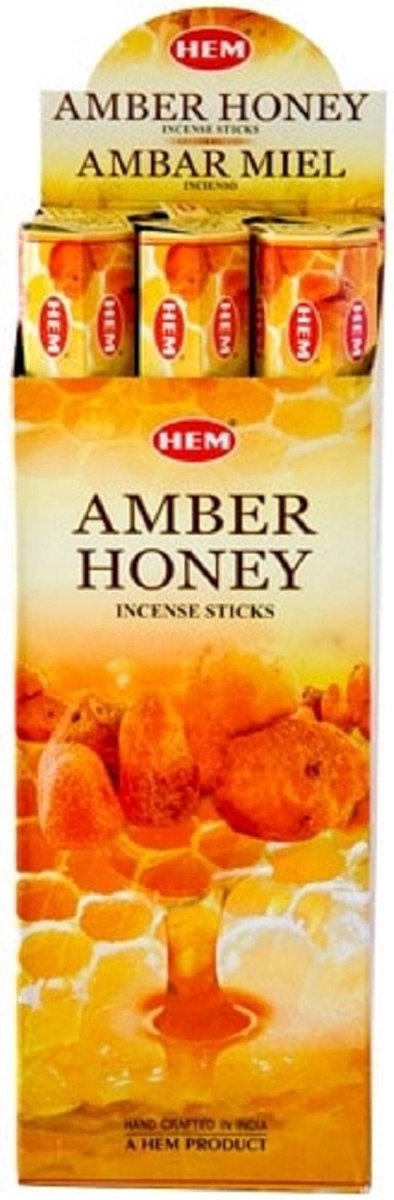 HEM Wierook - Amber Honey - Slof (6 pakjes/120 stokjes) Transparant