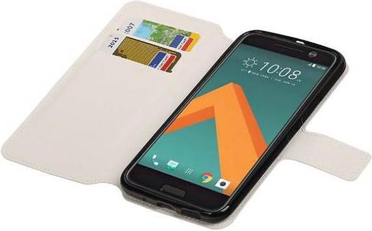Cross Pattern TPU Bookstyle Wallet Case Geschikt voor HTC M10 Wit